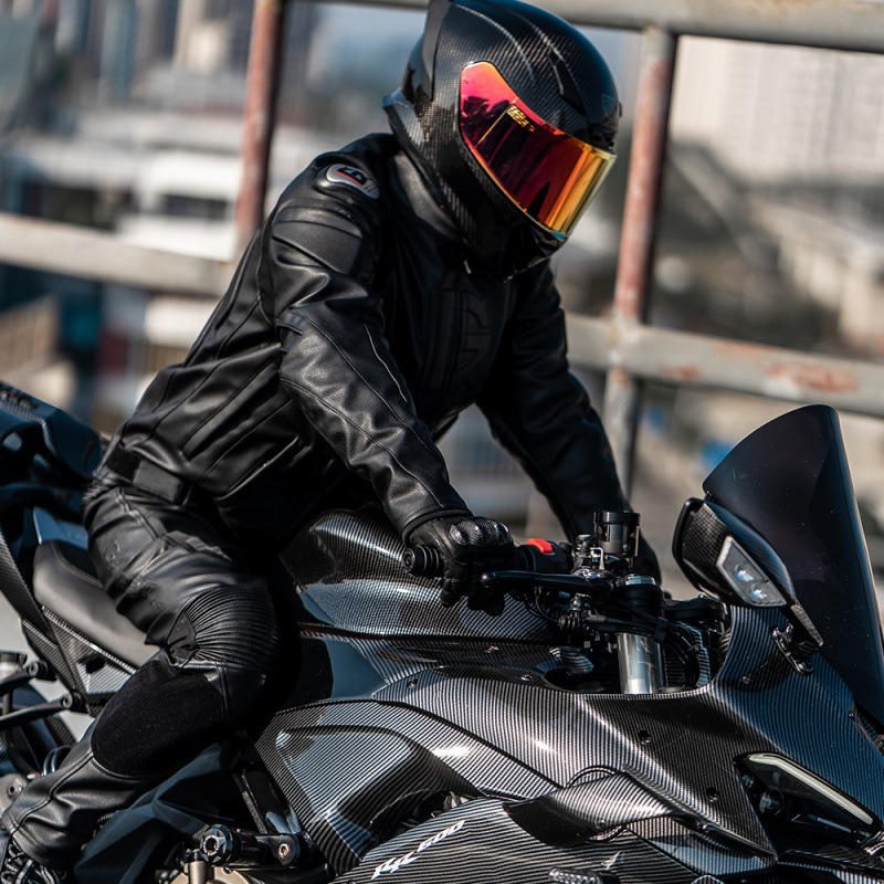 Setelan Kulit Motor Musim Dingin Jaket Celana Tahan Angin