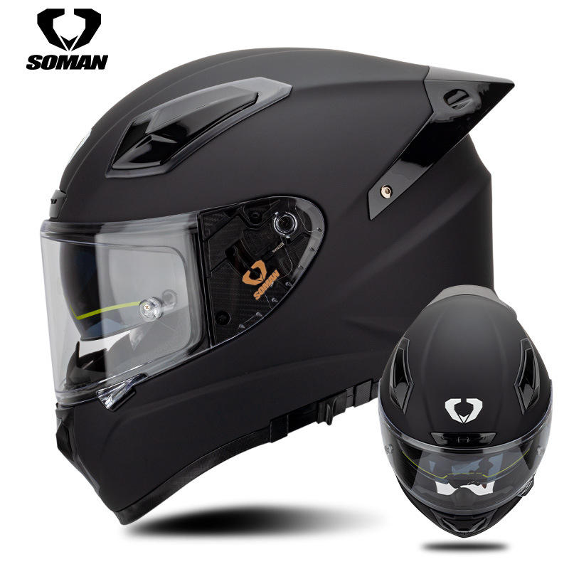 SOMAN Helm Motor Full Face Fiberglass dengan Visor Ganda