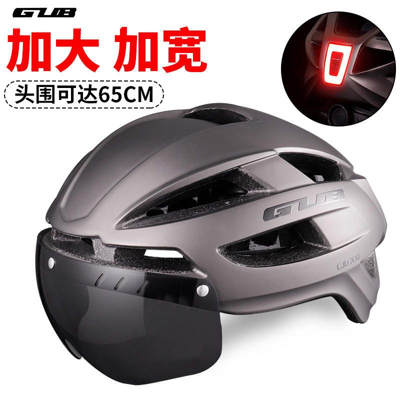 Helm sepeda kacamata magnetik dengan lampu peringatan LED