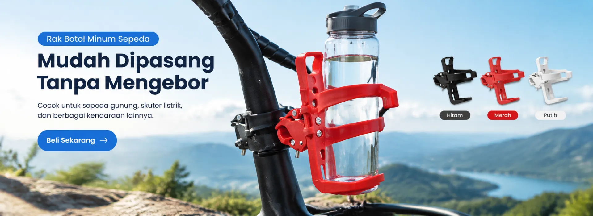 Tempat Botol Minum Sepeda Gunung & Sepeda Listrik Tanpa Bor
